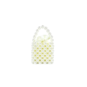 Borsa a secchiello in perle fatta a mano con interno in raso per occasioni eleganti