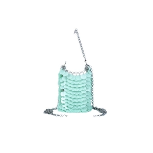 Mint green sequin mini chain bag with shimmering fish scale design for summer style