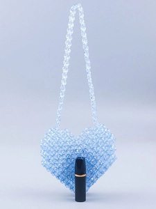 Handmade Beaded Heart Shaped Crossbody Bag Acrylic Woven Mini Shoulder Bag For Women Girls Cute Y2K Style