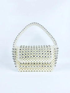 Sac à main de soirée élégant en perles françaises avec strass scintillants pour fête