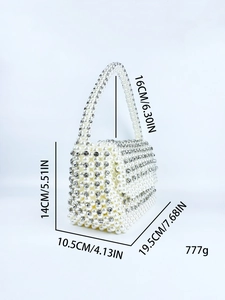 Sac à main élégant en perles de style français avec strass et poignée supérieure chic