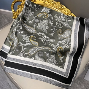 Elegant Satin Paisley Print Square Scarf For Women Retro Silky Headscarf Fashion Neck Tie Handbag Decoration Accessories