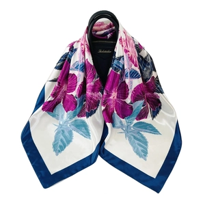 Satin Satin Like Square Scarf Floral Print Headscarf Hair Wrap Fashion Shawl For Women Lightweight Smooth Texture