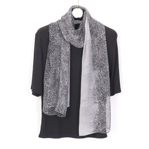 Classic leopard print chiffon scarf 160x50cm displayed on black t-shirt for summer
