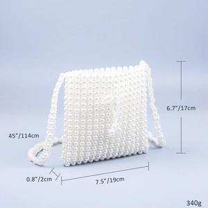 Détails du sac bandoulière en perles fait main avec dimensions et spécifications de sangle
