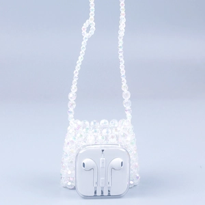 Mini sac bandoulière en perles acryliques irisées pour écouteurs et accessoires