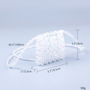 Tableau des tailles pour mini sac bandoulière fait main en perles acryliques irisées