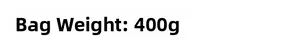 Specifications details showing product bag weight at 400g for quality assurance