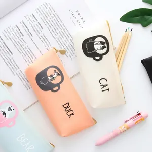 Trousse À Crayons Animaux Dessin Animé Mignon Sac Papeterie Étanche Pochette Stylo Fermeture Éclair Pour Élèves Enfants
