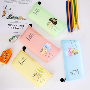 Trousses triangulaires pastel motif glace en rose, bleu, vert et jaune pour école