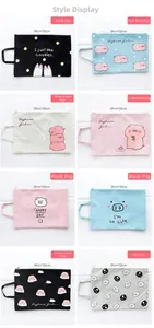 Detailed grid view of A4 document bags in various colors with cute pig patterns