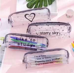Transparentes PVC Mäppchen Koreanischer Minimalist Octagonal Schreibwaren Tasche Tragbare Reißverschluss Federtasche Herz Stern Gitter