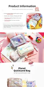 Détail de la trousse Star Travel avec paillettes fluides et matériau PVC laser brillant