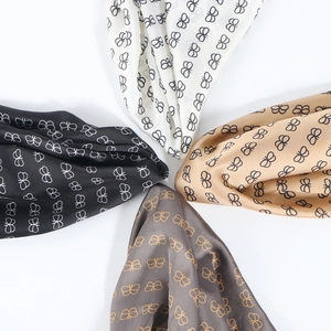 70cm silk-like neck scarf set for women with elegant butterfly print in four classic colors