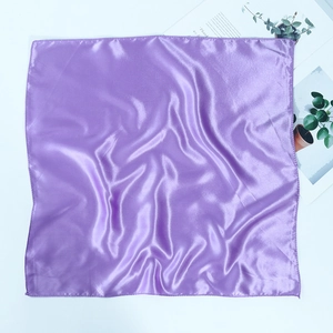 Elegant 60cm solid purple square satin silk scarf for dance performance and formal styling
