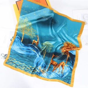 Pañuelo Cuadrado De Imitación De Satén Artístico Patrón De Alce Ciervo Pañuelo De Cuello Ligero Elegante Satén Chal Decorativo Mujeres