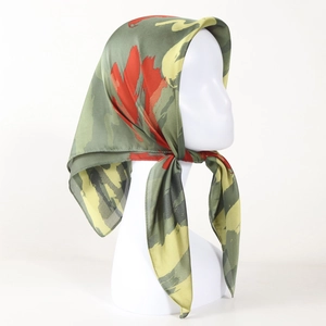 Damen Satin Satinnähnliches Quadratisches Halstuch Abstrakter Ölgemälde Druck Kopftuch Haar Bandana Elegantes Accessoire