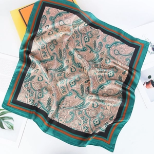 Retro Paisley Print Square Scarf Faux Satin Satin Feel Bandana For Women Elegant Neck Scarf Hair Wrap Accessory
