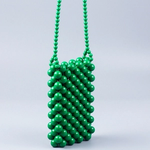 Sac bandoulière en perles vert citron fait main avec perles acryliques brillantes et sangle