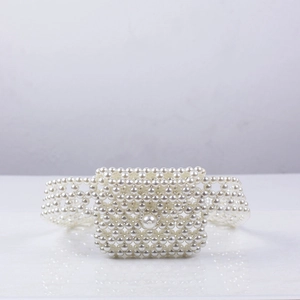 Mini Marsupio Da Donna Con Künstliche Perle Sintetiche Bianco Fatto A Mano Intrecciato Traforato Borsa Da Cintura Stile Vintage