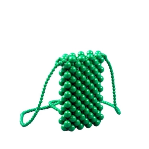 Sac de téléphone portable fait main en perles d'acrylique vertes avec bandoulière