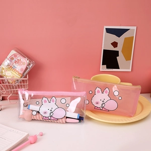 Lot de trousses en PVC rose imperméable avec illustrations de lapins et fermeture zippée