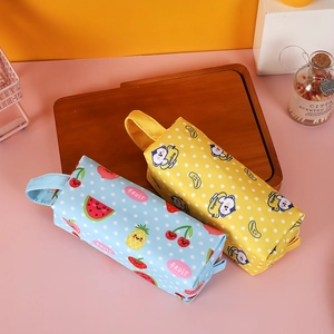 Large capacity cute fruit and animal print stationery bags with convenient handles