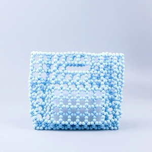 Beaded Clutch Bag Acrylic Hollow Woven Handcrafted Evening Handbag Fashion Peacock Blue Street Style For Women