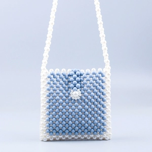 Sac Bandoulière Perlé Fait Main Femmes Künstliche Perles Acryliques Tissé Mode Couleur Contrastée Sac À Épaule