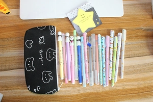 Cute bunny galaxy pencil case for girls with 20 pieces assorted colorful gel pens set
