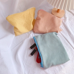 Cute ins style cream checkered pencil case for girls with large capacity storage