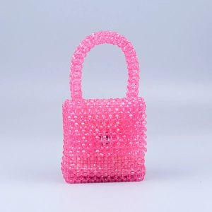 Handmade Beaded Handbag Acrylic Woven Square Flap Magnetic Closure Fashion Retro Bag For Women
