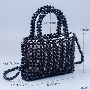 Specifiche dettagliate delle dimensioni della borsa nera di perline fatta a mano