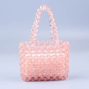Mini Sac À Main Tissé À La Main En Perles Acryliques Transparentes Couleur Gelée Douce Sac Fourre-tout À Perles Facettées Pour Femmes