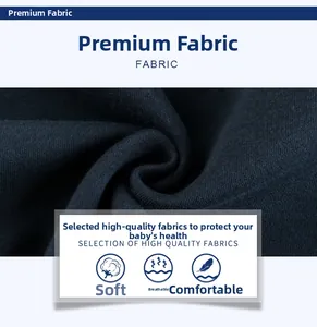 Detail of dark blue soft knit fabric showing breathable and comfortable texture for kids