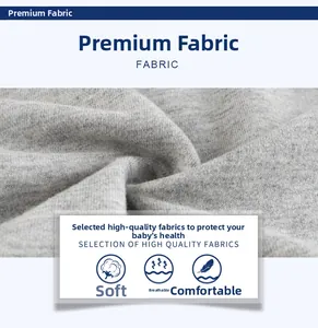 Close-up of soft grey knit fabric texture showing breathable and skin-friendly fibers