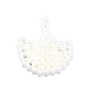 French Baroque handmade pearl woven basket handbag with elegant scalloped design