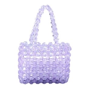Sac à main chic en perles violettes avec perles acryliques et anses tissées pour le style d'été