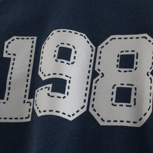 Boys' navy knit T-shirt featuring a large grey 198 number print for a sporty casual look