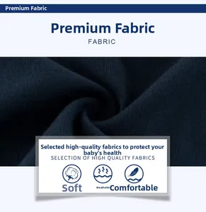 Close-up of dark blue breathable cotton fabric showing soft knit texture for kids' t-shirts