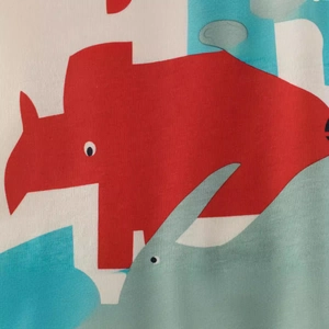 Boys short sleeve t-shirt featuring cartoon animal prints on soft cotton fabric