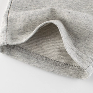 Grey cotton kids shorts showing high-quality knit fabric and French terry lining details