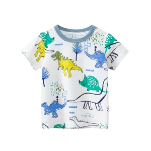 Boys Summer Short Sleeve Cartoon Dinosaur T-Shirt Soft Cotton Round Neck Kids Top For Toddlers Casual Daily Wear