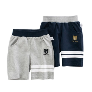 Short de Sport en Coton pour Garçons Été Style Coréen Ours Dessin Animé Rayures Taille Élastique Confortable Décontracté