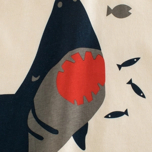 Sommer-T-Shirt für Jungen aus Baumwolle mit lustigem blauem Hai-Grafikdruck