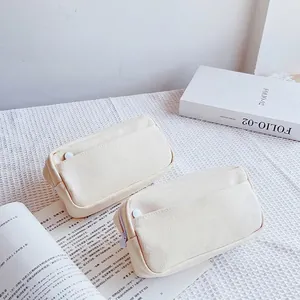 Canvas pencil case featuring Made in China print and motivational text for students