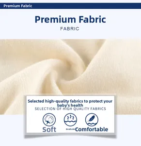 Close-up of soft breathable cream cotton fabric texture for baby summer T-shirts