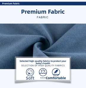 Macro detail of dark blue knit cotton fabric showing soft, breathable, and dense texture
