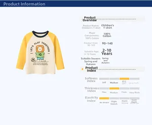 Detail view of 100% cotton kids long sleeve t-shirt with lion soccer print and size chart