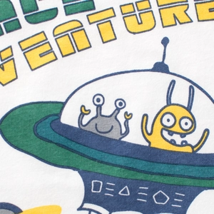 Witte katoenen T-shirt voor kinderen met lange mouwen en Space Adventure-tekening